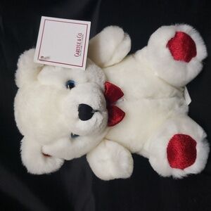 Carlyle & Co. NWT Zippered Tummy White Teddy Bear with Red Details